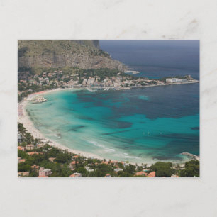 Italien, Sizilien, Mondello, Blick auf den Strand  Postkarte