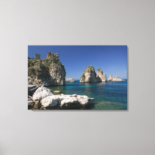 Italien, Sizilien, Scopello, Felsen bei Tonnara Leinwanddruck