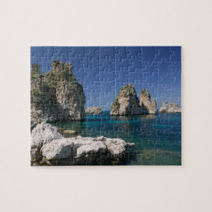 Italien, Sizilien, Scopello, Felsen von Tonnara Puzzle