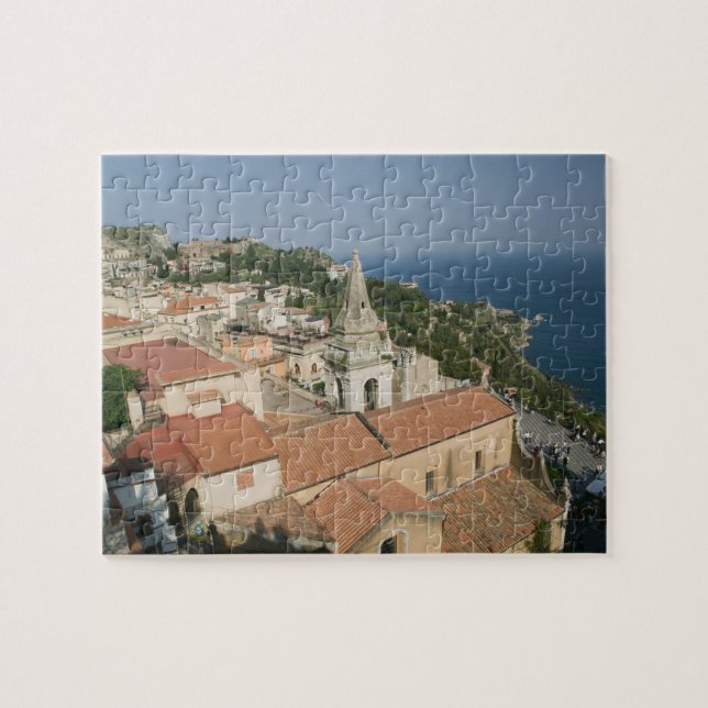 ITALIEN, Sizilien, TAORMINA: Aussicht auf Piazza I Puzzle (Horizontal)
