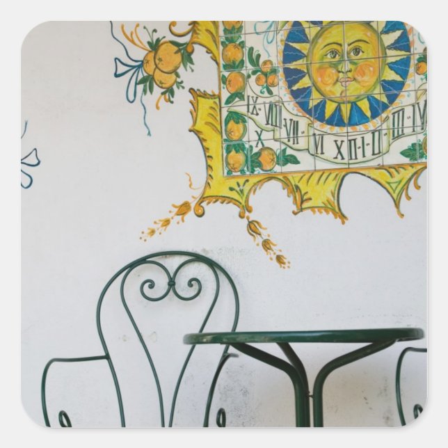 ITALIEN, Sizilien, TAORMINA: Bam, Bar Café Detail Quadratischer Aufkleber (Vorderseite)