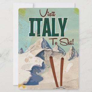 Italien Skifahren Vintage-Reiseposter Einladung
