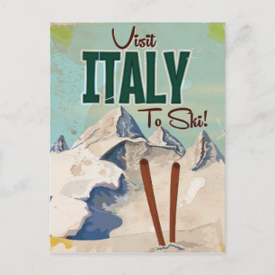 Italien Skifahren Vintage-Reiseposter Postkarte