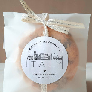Italien Skyline   Begrüßungsnachricht Runder Aufkleber