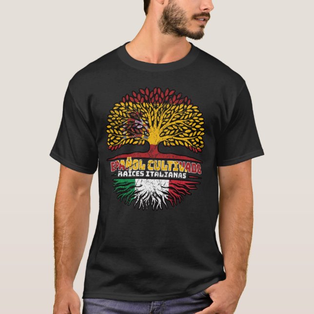 Italien - Spanien - Roots-Flagge T-Shirt (Vorderseite)