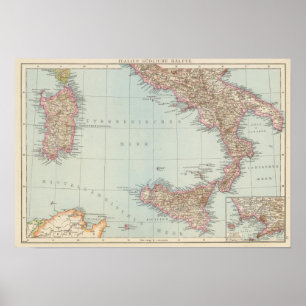 Italien sudliche Halfte, Karte von Süditalien Poster