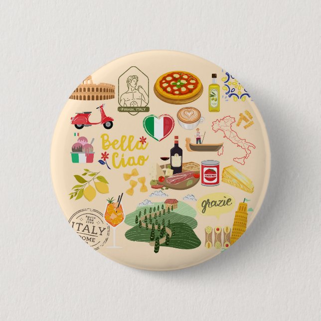 Italien Symbole für Reisende Button (Vorderseite)