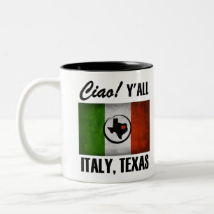 Italien, Texas Ciao! Y'all Tricolore Italienische  Zweifarbige Tasse
