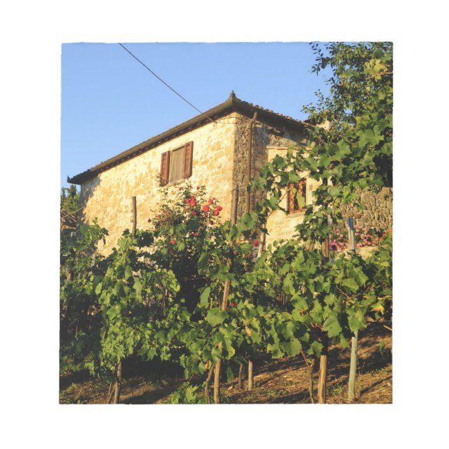 Italien, Toskana, Greve. Späte Sommerweinszenen Notizblock (Vorderseite)