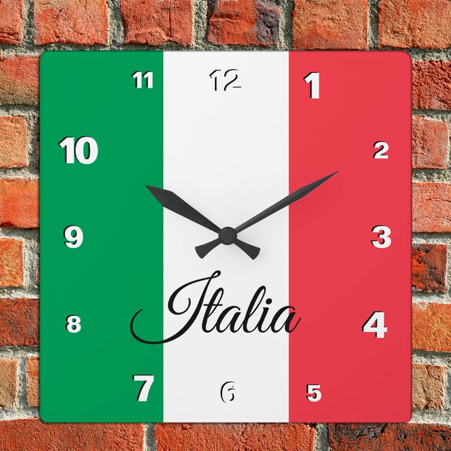 Italien Uhr, patriotische Zuhause, italienische Fl Quadratische Wanduhr (Von Creator hochgeladen)
