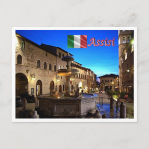 Italien - Umbrien - Assisi - Rathausplatz - Postkarte
