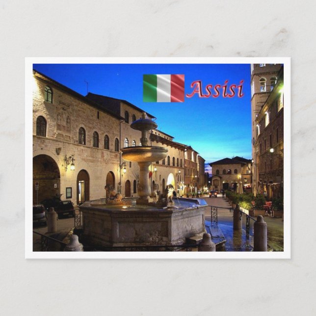 Italien - Umbrien - Assisi - Rathausplatz - Postkarte (Vorderseite)