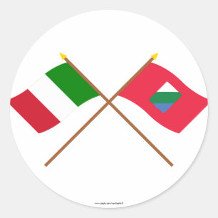 Italien und Abruzzo gekreuzte Flaggen Runder Aufkleber