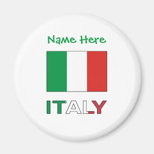 Italien und Italienische Flagge Grün Personalisier Magnet