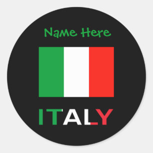 Italien und italienische Flagge Grün Personalisier Runder Aufkleber