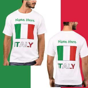 Italien und Italienische Flagge Grün Personalisier T-Shirt
