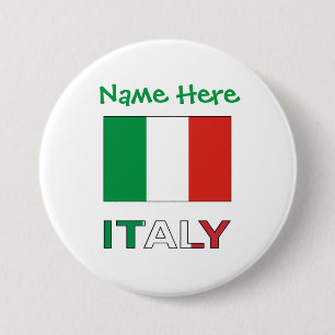 Italien und Italienische Flagge - Grüne Persönlich Button