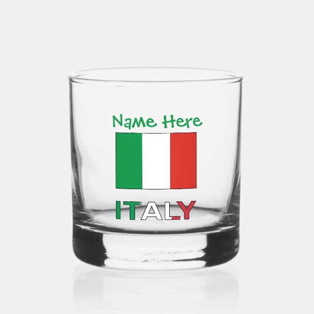 Italien und Italienische Flagge - Grüne Persönlich Whiskyglas (Vorderseite)