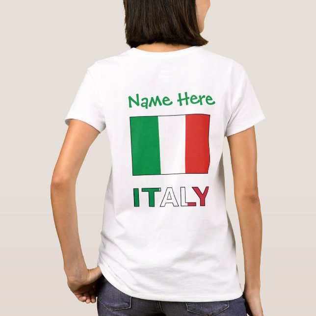 Italien und Italienische Flagge Grüne Persönlichke T-Shirt (Rückseite)