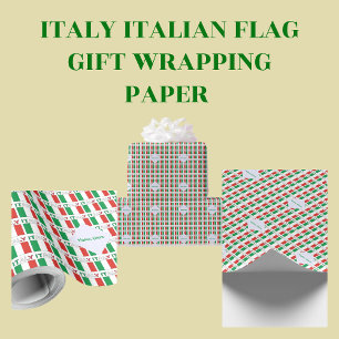 Italien und Italienische Flagge Kacheln Grün Perso Geschenkpapier