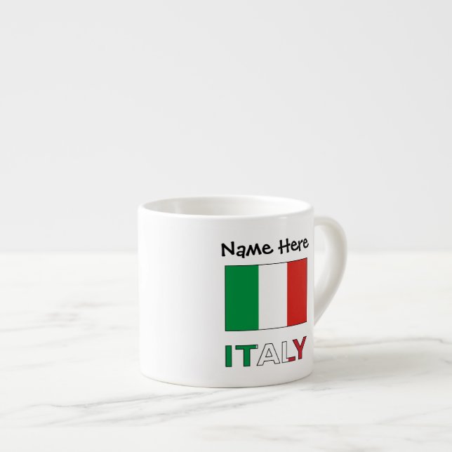 Italien und italienische Flagge mit Ihrem Namen Espressotasse (Vorderseite Rechts)