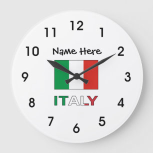 Italien und italienische Flagge mit Ihrem Namen Große Wanduhr