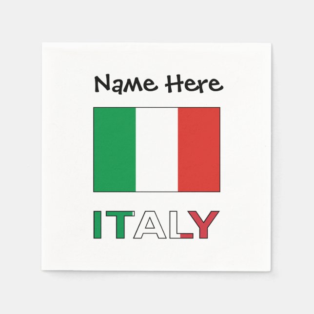 Italien und italienische Flagge mit Ihrem Namen Serviette (Vorderseite)