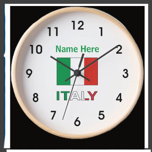 Italien und Italienische Flagge Personalisiert  Große Wanduhr