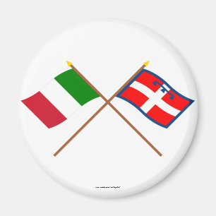 Italien und Piemonte gekreuzte Flaggen Magnet