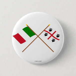 Italien und Sardegna gekreuzte Flaggen Button