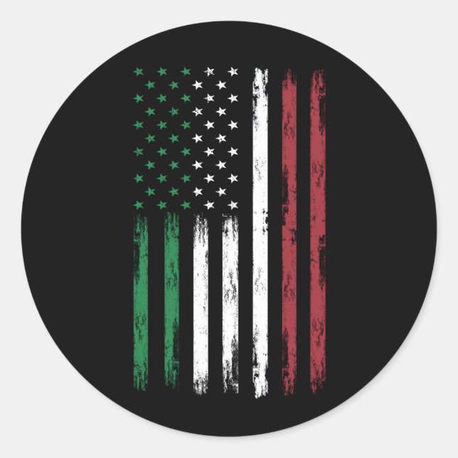 Italien USA Flag 4. Juli Patriotic American Italie Runder Aufkleber (Vorderseite)