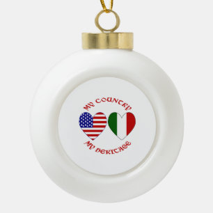 Italien USA Flaggenstaat Herz Land Erbe Keramik Kugel-Ornament