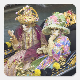 Italien, Venedig. In Kostümen gekleideter Paar f Quadratischer Aufkleber