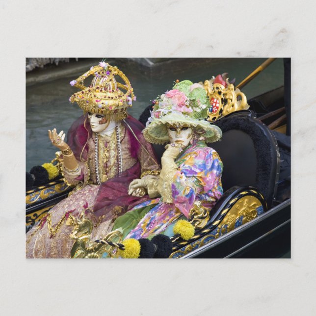 Italien, Venedig. in Kostümen gekleidetes Paar für Postkarte (Vorderseite)