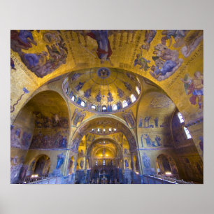 Italien, Venedig. Innenraum der Kathedrale St. Mar Poster