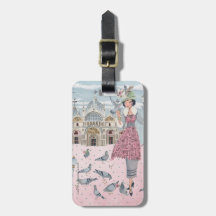 Italien Venedig Reisen Rosa Tauben Mädchen zeichne