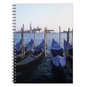 Italien, Venetien, Venedig, Reihe von Gondeln und Notizblock