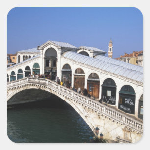 Italien, Venetien, Venedig, Rialto-Brücke Quadratischer Aufkleber