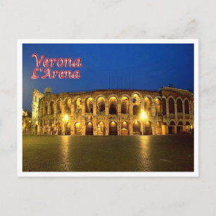 Italien - Venetien - Verona - Arena bei Nacht - Postkarte