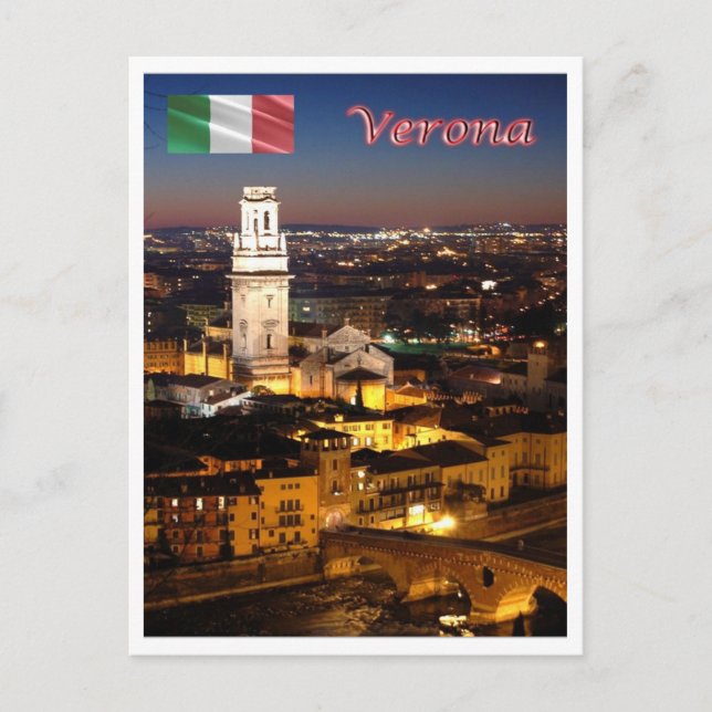 Italien - Venetien - Verona - Dom und Ponte Pietra Postkarte (Vorderseite)