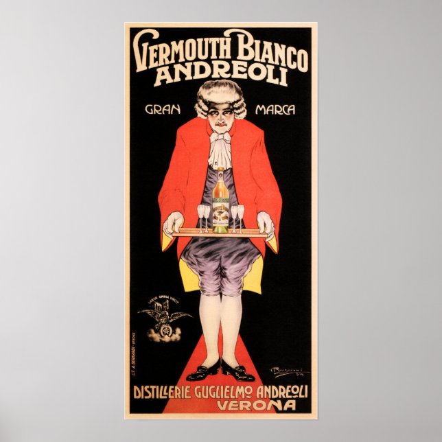 Italien Verona VERMOUTH BIANCO Likör Getränke Werb Poster (Vorne)