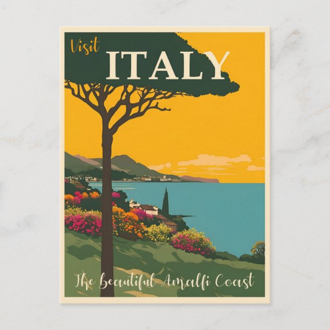Italien Vintag Amalfi Küstenreise Postkarte (Vorderseite)