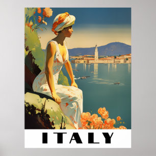 Italien Vintage Reise Romantischer Mittelmeerraum Poster