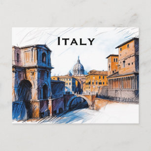 Italien Vintage Reise Tourismus Anzeige Postkarte
