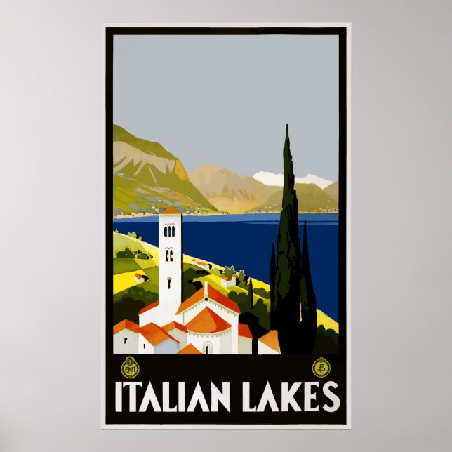 Italien Vintage Travel Poster - Italienische Seen (Vorne)