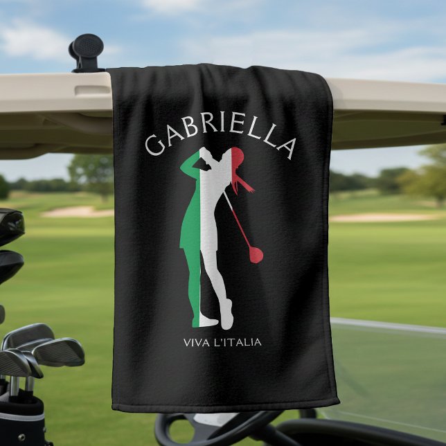 Italien Viva l'Italia Italia Flag Frau Golfer Name Golfhandtuch (Italy Viva l'Italia Italian Flag Woman Golfer Name Golf Towel
)