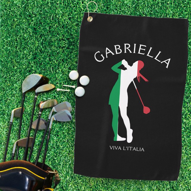 Italien Viva l'Italia Italia Flag Frau Golfer Name Golfhandtuch (Italy Viva l'Italia Italian Flag Woman Golfer Name Golf Towel)