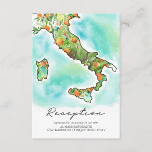 Italien   Watercolor Map Wedding Reception Begleitkarte