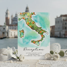 Italien | Watercolor Map Wedding Reception Begleitkarte
