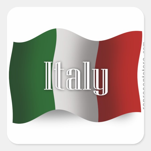 Italien Waving Flag Quadratischer Aufkleber (Vorderseite)